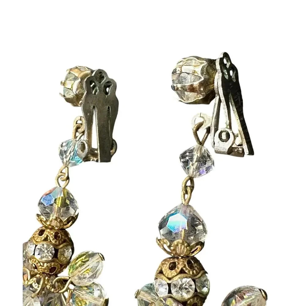 Vintage 1950s Fashion Crystal Faux Earrings Mid Century Glam Hollywood style